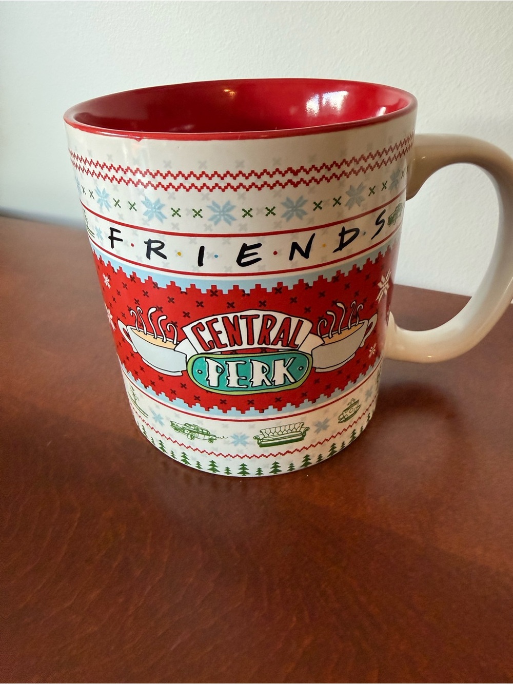 FRIENDS Central Perk Red Ceramic Mug winter sweater edition